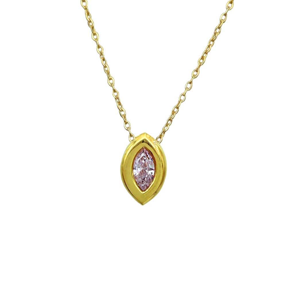 گردنبند طلا مارکیز صورتی زبرا گلد