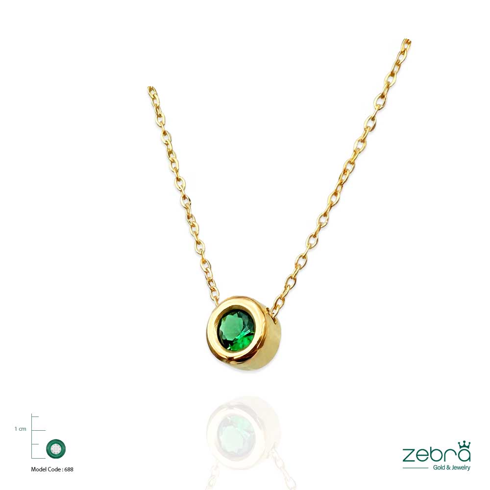 گردنبند طلا تک سنگ سبز زبرا گلد