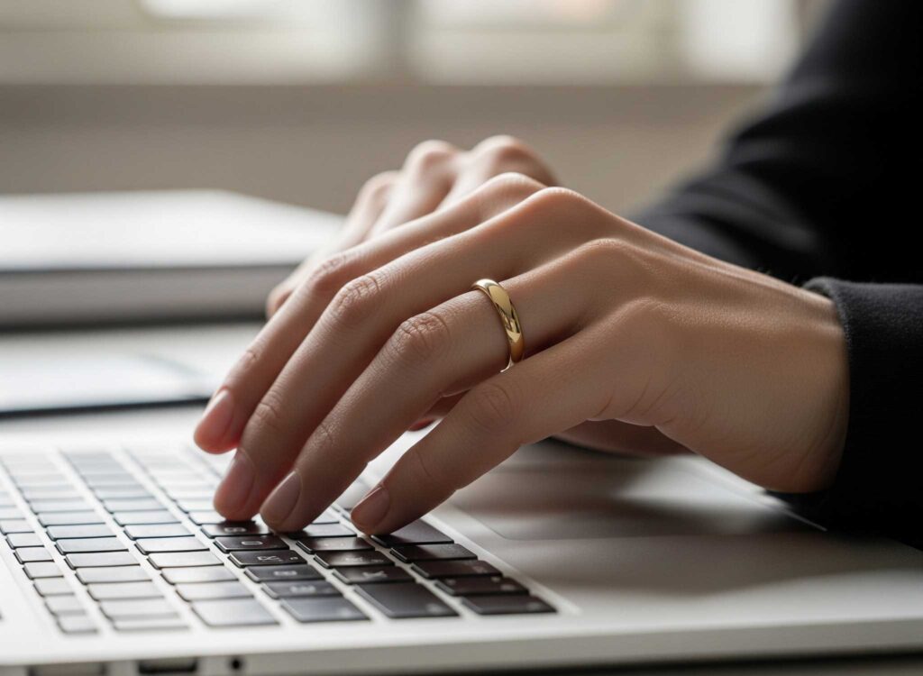 انگشتر طلای باریک مناسب محیط کار