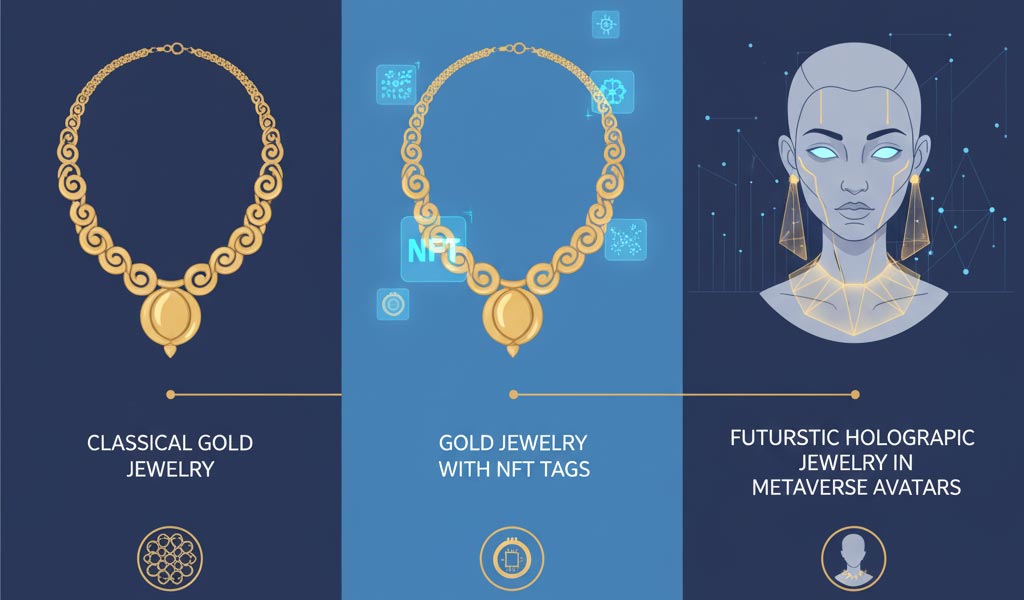 اینفوگرافیک تحول جواهرات از کلاسیک تا NFT و متاورس