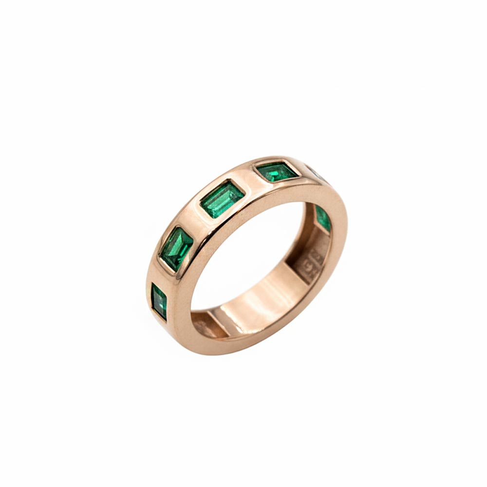 انگشتر رینگ طلا با سنگ سبز زمردی زبرا گلد | ZG-R-048