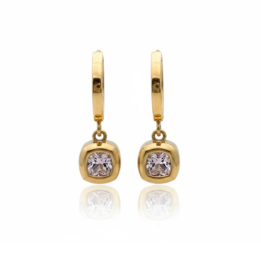 گوشواره طلا کوشن صورتی حلقه‌ای آویز زبراگلد | ZG-E-064